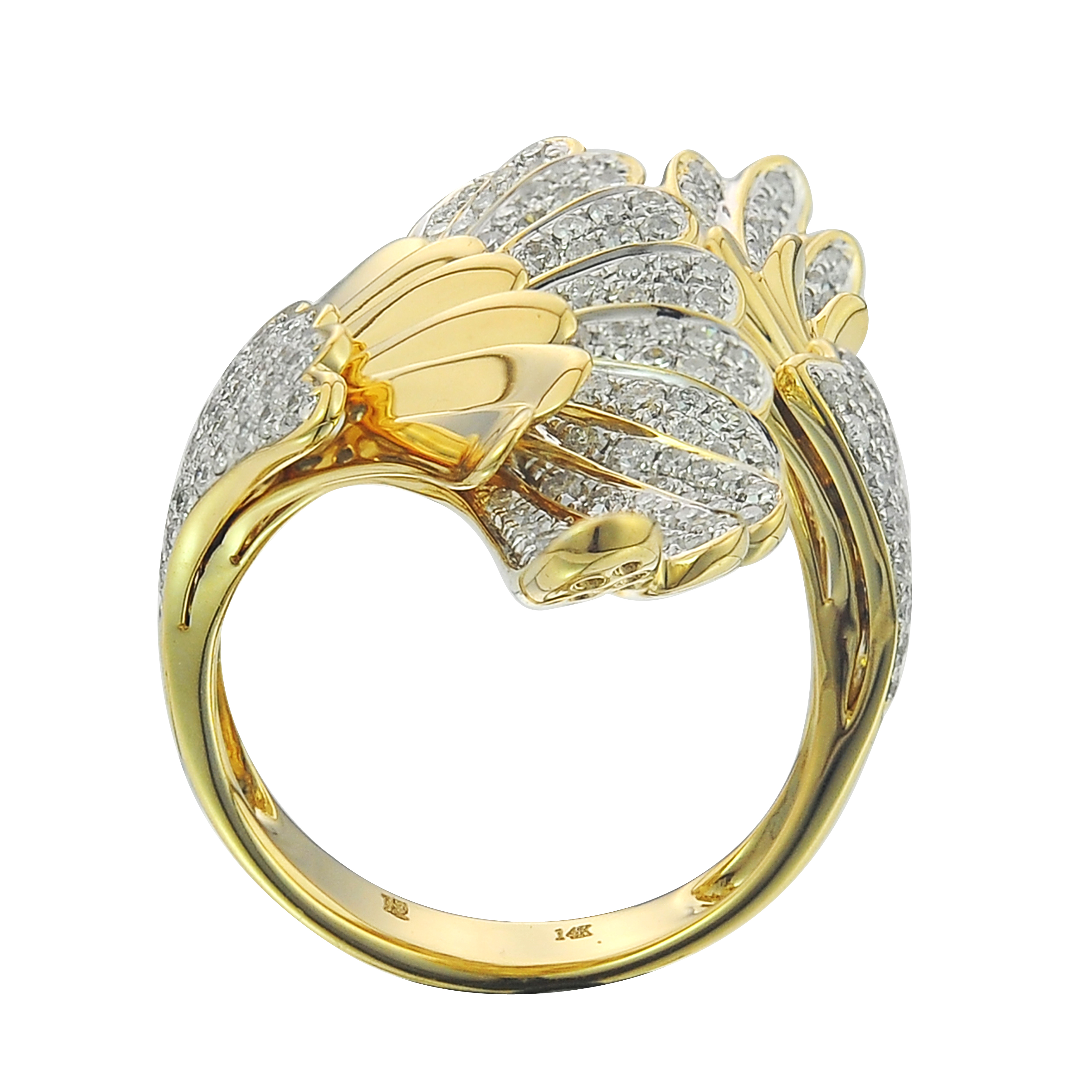 Diamond Peacock Ring 1.18 ct. 14K Yellow Gold